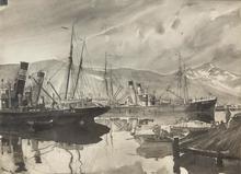 Chalutiers dans le port de Reykjavik, 1929