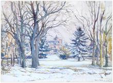 La propriété de l'artiste à Saint Hilaire du Harcouët sous la neige, 1944