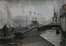L'Aquitania et l'arandola Star à Southampton (à droite), 1934