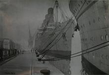 Le Mauretania dans le port de Southampton, 1934
