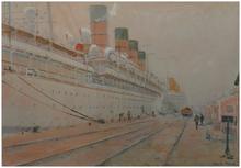 Le Mauretania au port de Southampton, 1934