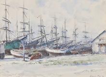 Terre-Neuvas à sec au port de Cancale, 1931