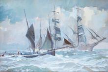 Trois-mâts barque et bisquine sortant de Saint-Malo