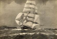 Trois-mâts Bordes avec tout dehors ou Clipper sous bonnettes, circa 1930