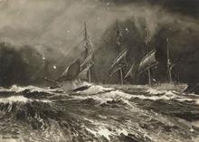 Quatre-mâts dans la tempête
