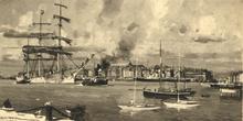 Morutier rentrant au Havre avec ses deux pilotes, circa 1930