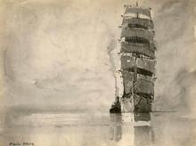 Long courrier et son remorqueur, circa 1931-1935