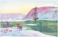 Matelot cassant des blocs de glace, circa 1929