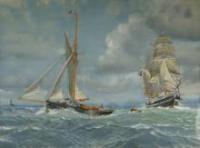 Le Harcouët et le Sea Flower devant Cancale, 1950