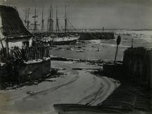 Vue sur le Port de Cancale à marée basse, 1931
