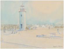 Sans titre (esquisse aquarellée du port de Cancale), 1931