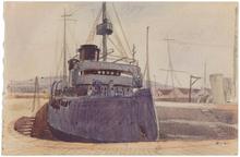 Le destroyer Bouclier et au second plan le Deutschland, circa 1920