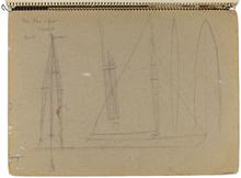 Carnet de dessins, Concarneau, "Champollion" à Marseille, cathédrale de Rouen, Raz de Sein, portrait de Duhamel, 1950