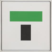 Maquette sans titre (rectangles et perpendiculaire vert noir), 1974