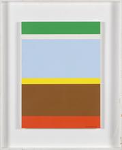 Maquette pour toile à bandes (vert-gris-bleu ciel), 1976
