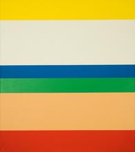 Toile à bandes (jaune, crème, bleu), 1976