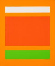 Toile à bandes (fond orange), 1973