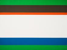 Toile à bandes (vert, chocolat, orange), 1976