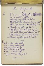 Carnet avec reliure en laiton contenant quelques chansons en anglais datant de la période d'écolier de Marin Marie.