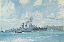 Le Guépratte dans la rade de Granville sa marraine, 1956