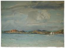 Sans titre (paysage aux bateaux amarrés à Chausey)
