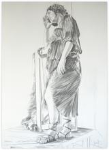 Robe violette, main au front - 1977