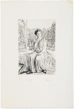Tunique de face, assis devant Tholos et arbres - 1979