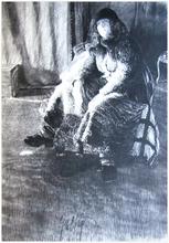 Robe chat, bérêt Rembrandt, sabots fourrés - 1979
