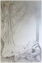 Couché lit gris sur peplos, draperies - 1979