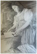 corsage blanc, manches bouffantes, jupe et gilet d'été - 1980