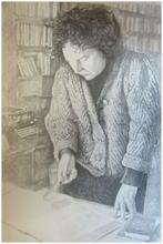 Veste verte et violette, Underwood devant la bibliothèque - 1990
