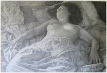 Nu couché sur le dos, drapé - 1990