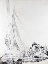 Robe verte, couché, regarde en face (sur papier gaufré) - 1978
