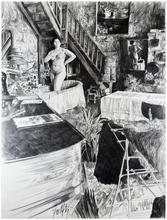 Nu dans la baignoire avec un drap, reflet miroir - 1976