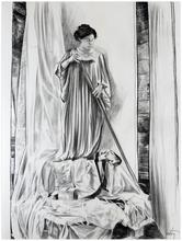 Robe violette, chignon, rame vers la gauche - 1978