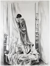 Robe violette, regarde veres le bas, rame à deux mains - 1978