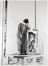 Robe violette, main gauche à la tête, bras appuyé - 1978