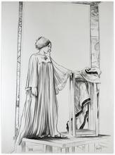 Robe violette debout main gauche sur stèle - 1978