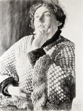 Buste, châle blanc, main gauche au menton - 1981