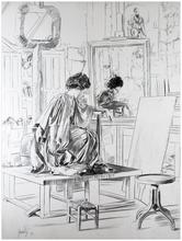 Tunique et péplos assis, reflet miroir, chignon - 1978