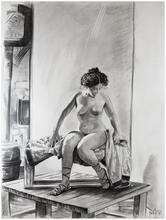 Nu de face, assis stèle, spartiates - 1977
