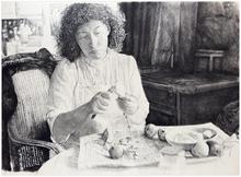 Corsage et tablier blanc, coupe un coing - 1988
