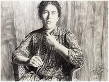 Grand buste assis, corsage voile - 1981
