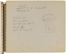 Carnet "Montcalm I 1945", Gibraltar, Saintes, Saint-Martin, Saba, Saint-Barth, Pointe-à-Pitre : dessins au crayon noir et feutre bleu.