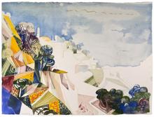 Vue sur Bussana nuova et la mer ligurienne, 1987