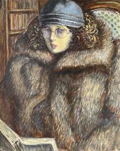 Grande veste fourrure, bonnet gris