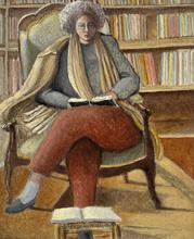 Assis Voltaire, lit, tabouret et livre