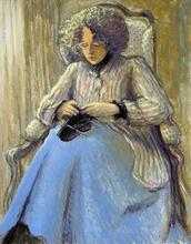 Jupe bleu, tricot bonnet noir 4 aiguilles - 1995