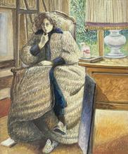 Robe châtelaine, chaussons couleur, pipe