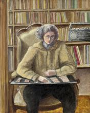  De face, réussite, pantalon noir, biblio et radio